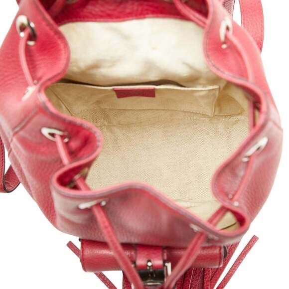 GUCCI Red Leather Bamboo Backpack